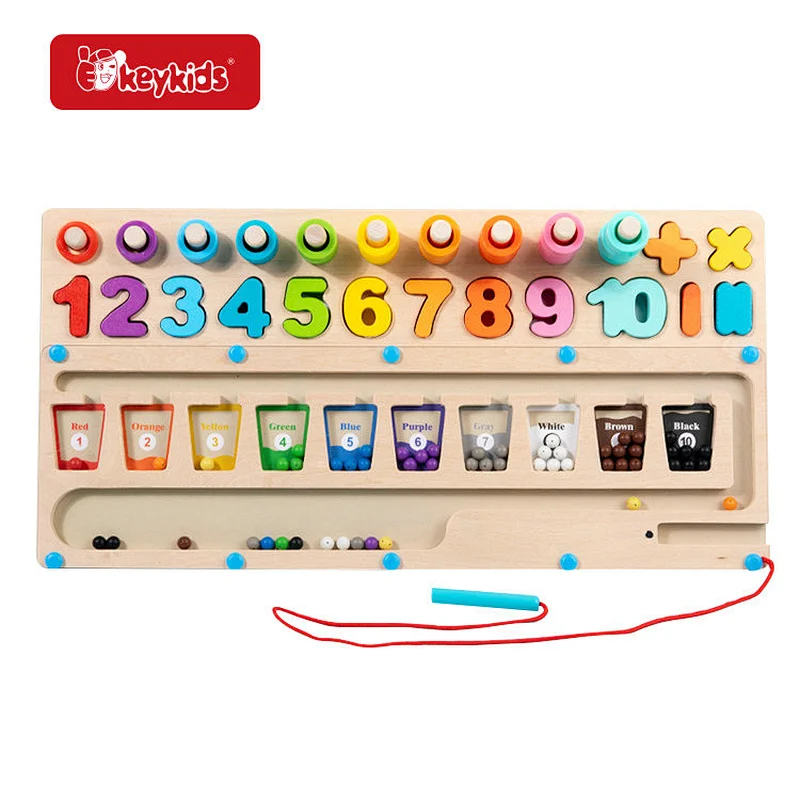 Train Style Activities Boarrd Wooden Magnetic Counting Toy for Kids W11H124
