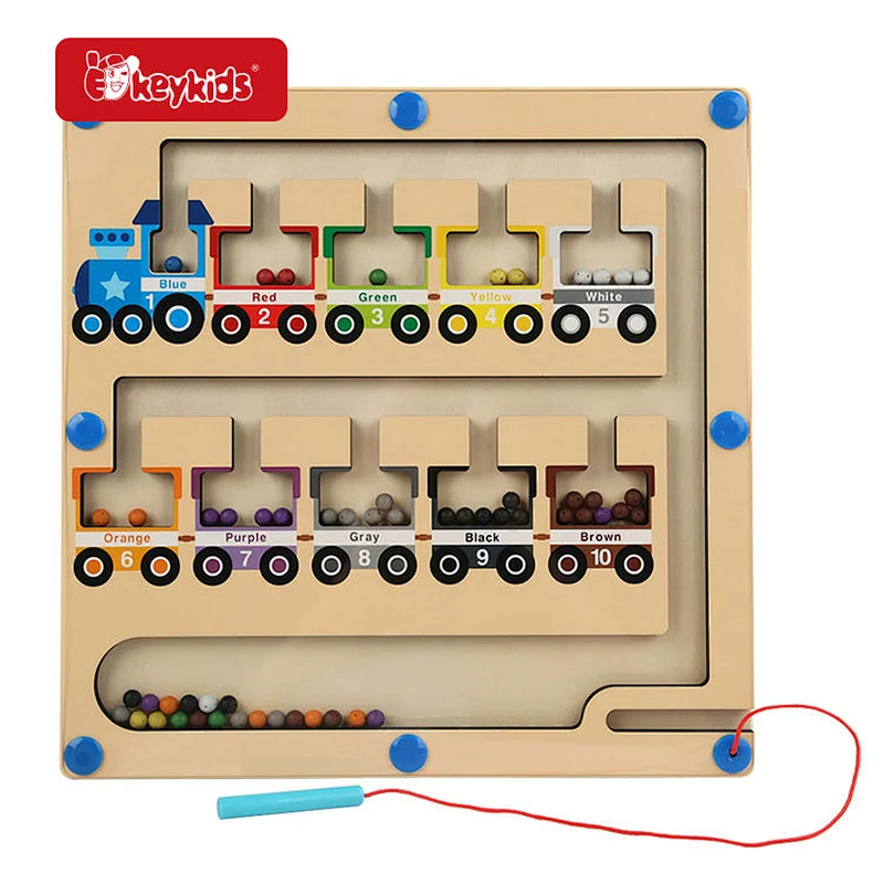 Train Style Activities Boarrd Wooden Magnetic Counting Toy for Kids W11H124